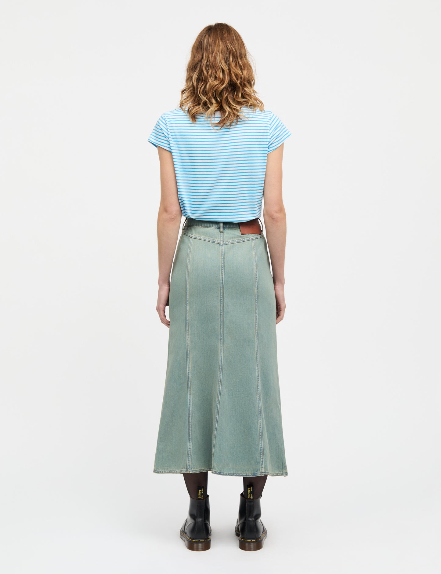 Fine Jersey Stripe Teasy Tee FAV, Brilliant White/Malibu