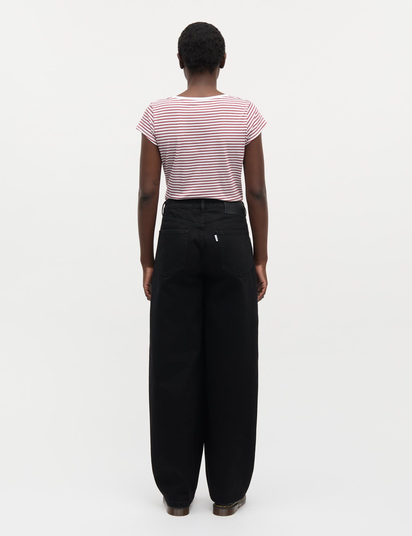 Fine Jersey Stripe Teasy Tee FAV, Brilliant White/Winery