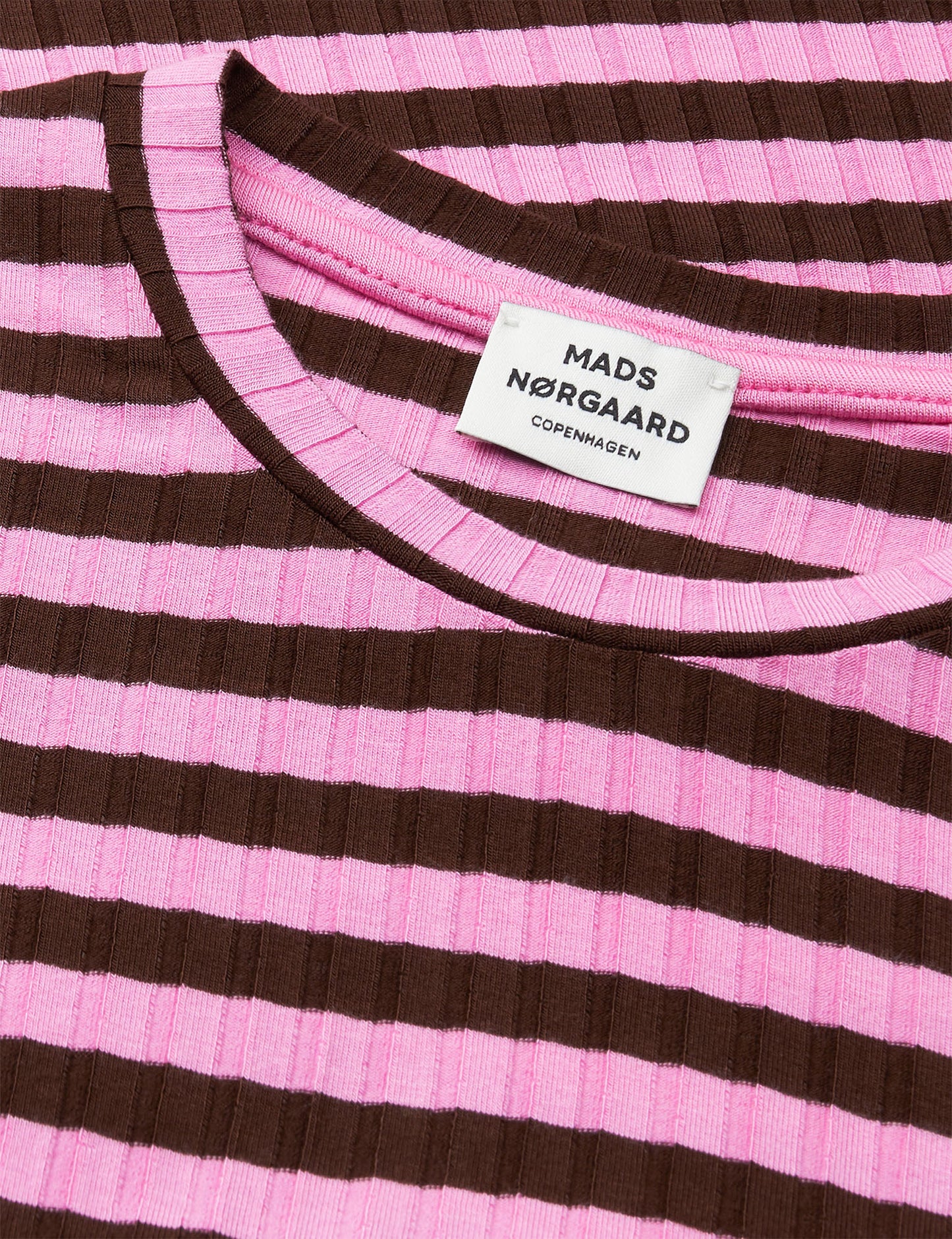 5x5 Classic Stripe Talika Top, Demitasse/Fuchsia Pink