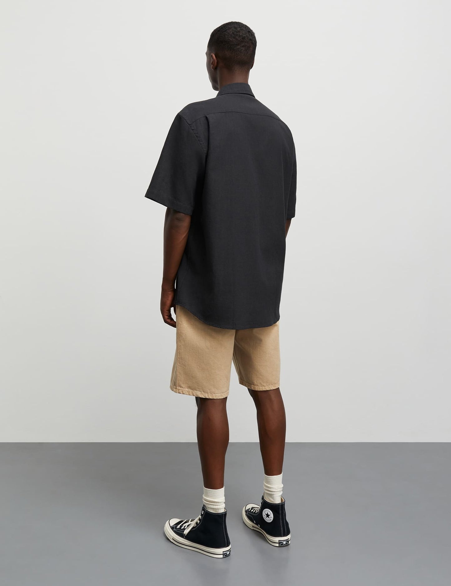 Cotton Linen Victor Shirt SS, Black