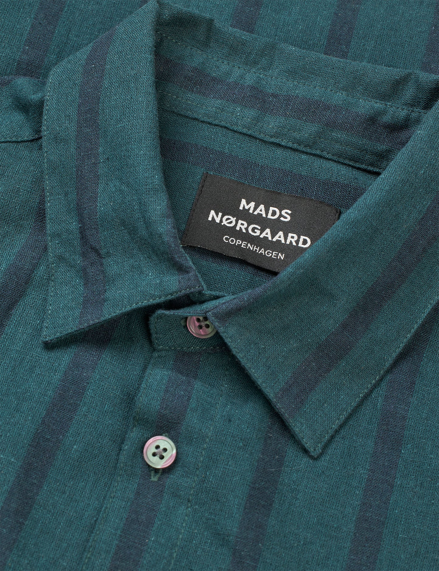 Cotton Linen Victor Stripe Shirt SS, Deep Sea/Sky Captain