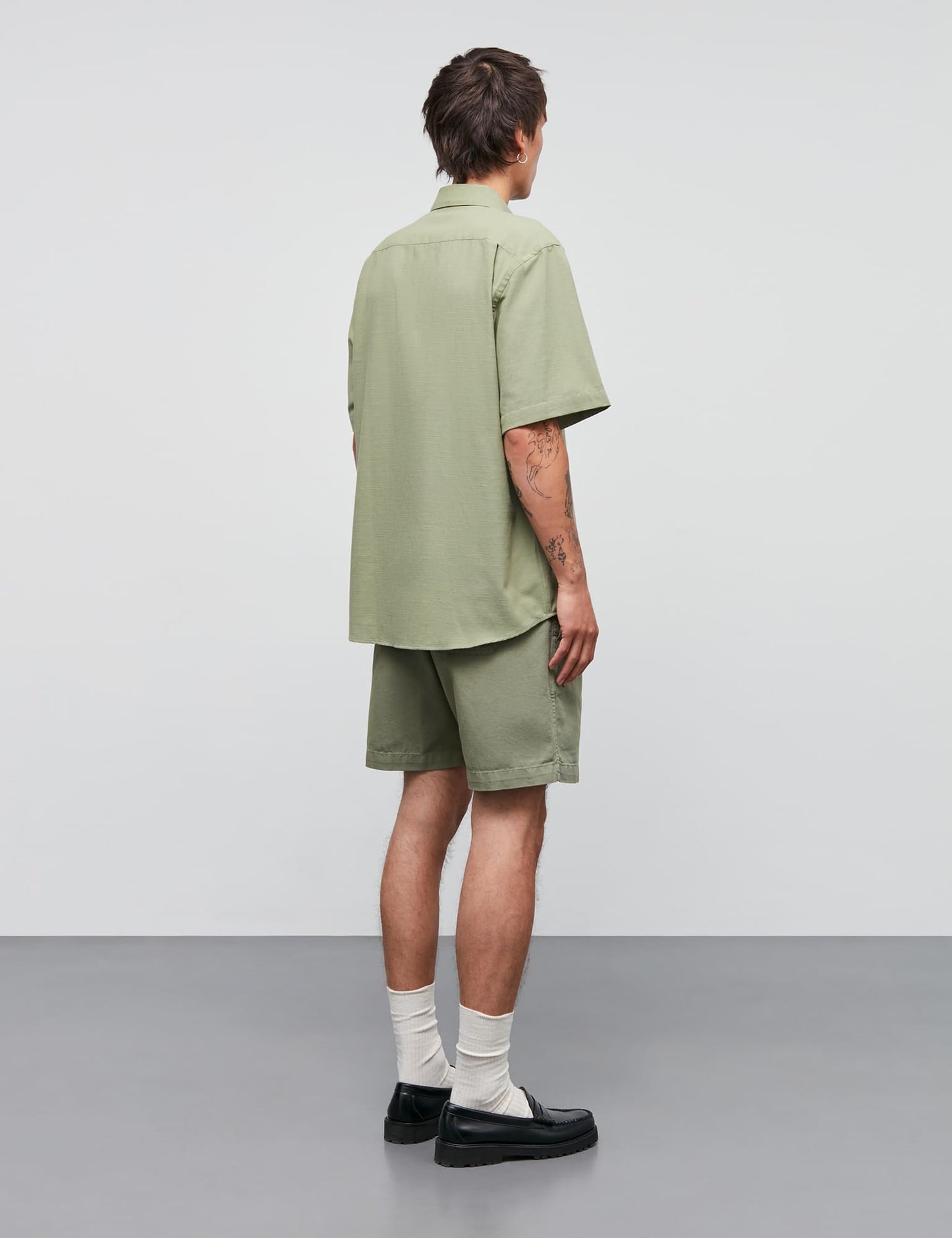 Dyed Canvas Beach Shorts, Oil Green