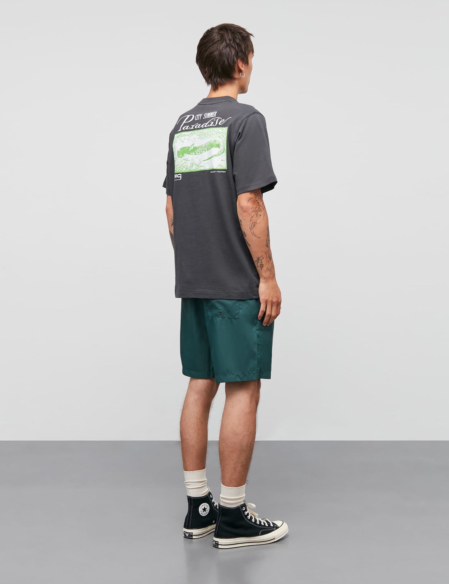 Cotton Jersey Frode Paradise Tee, Black Oyster