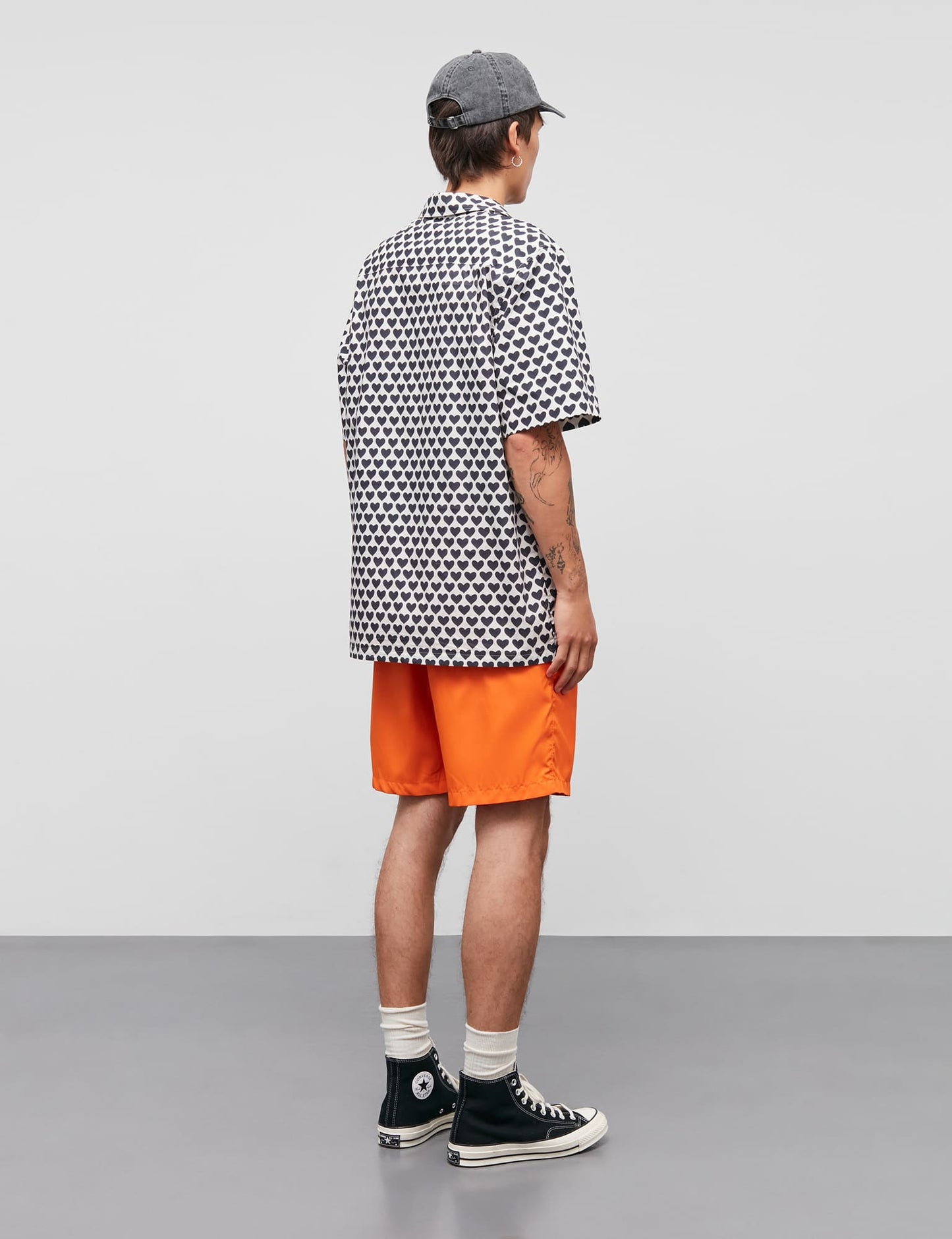 Prime Cotton Poplin Kenji Harts AOP Shirt SS, Vanilla Ice/Black