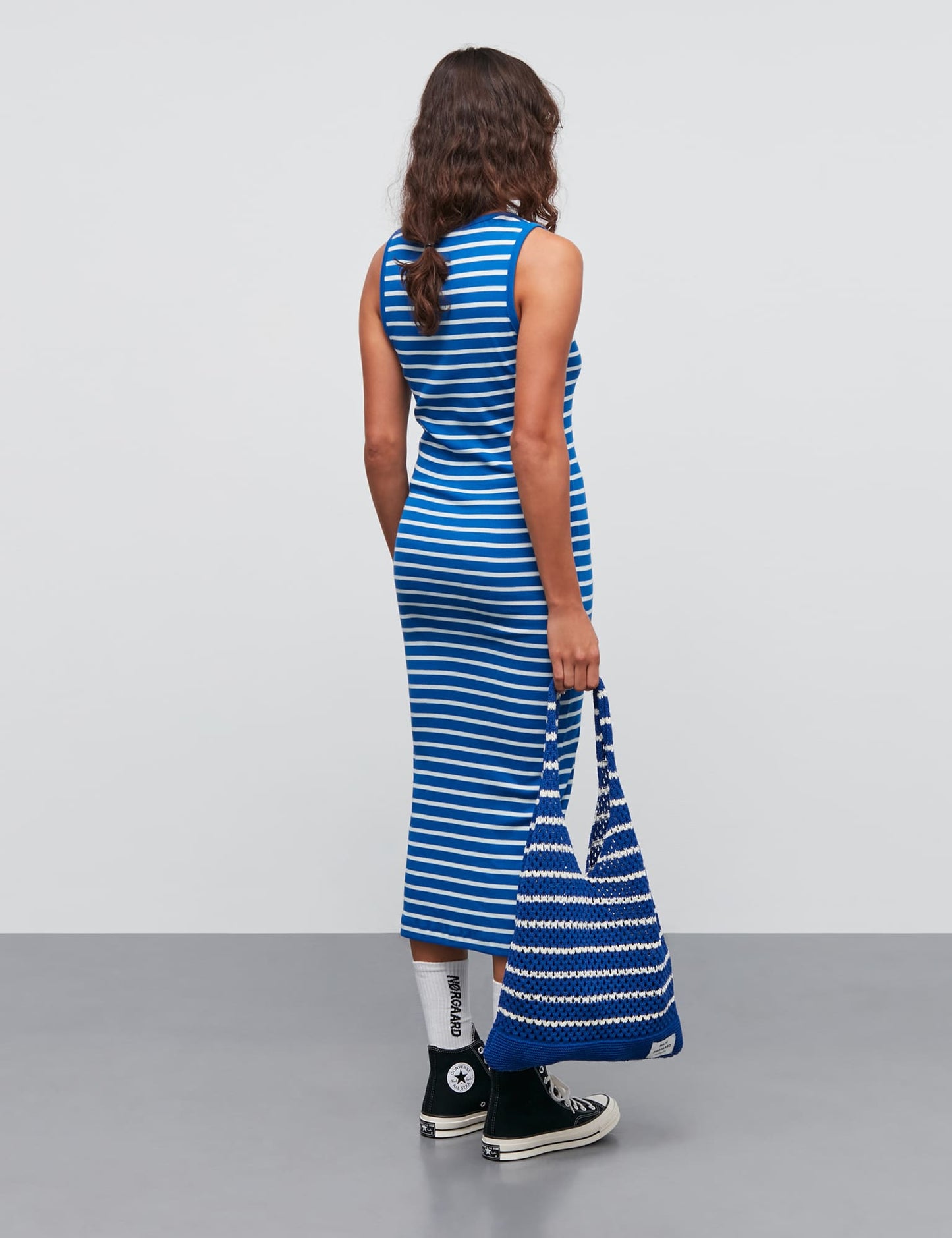 2x2 Cotton Stripe Ama Dress, Surf The Web/Vanilla Ice