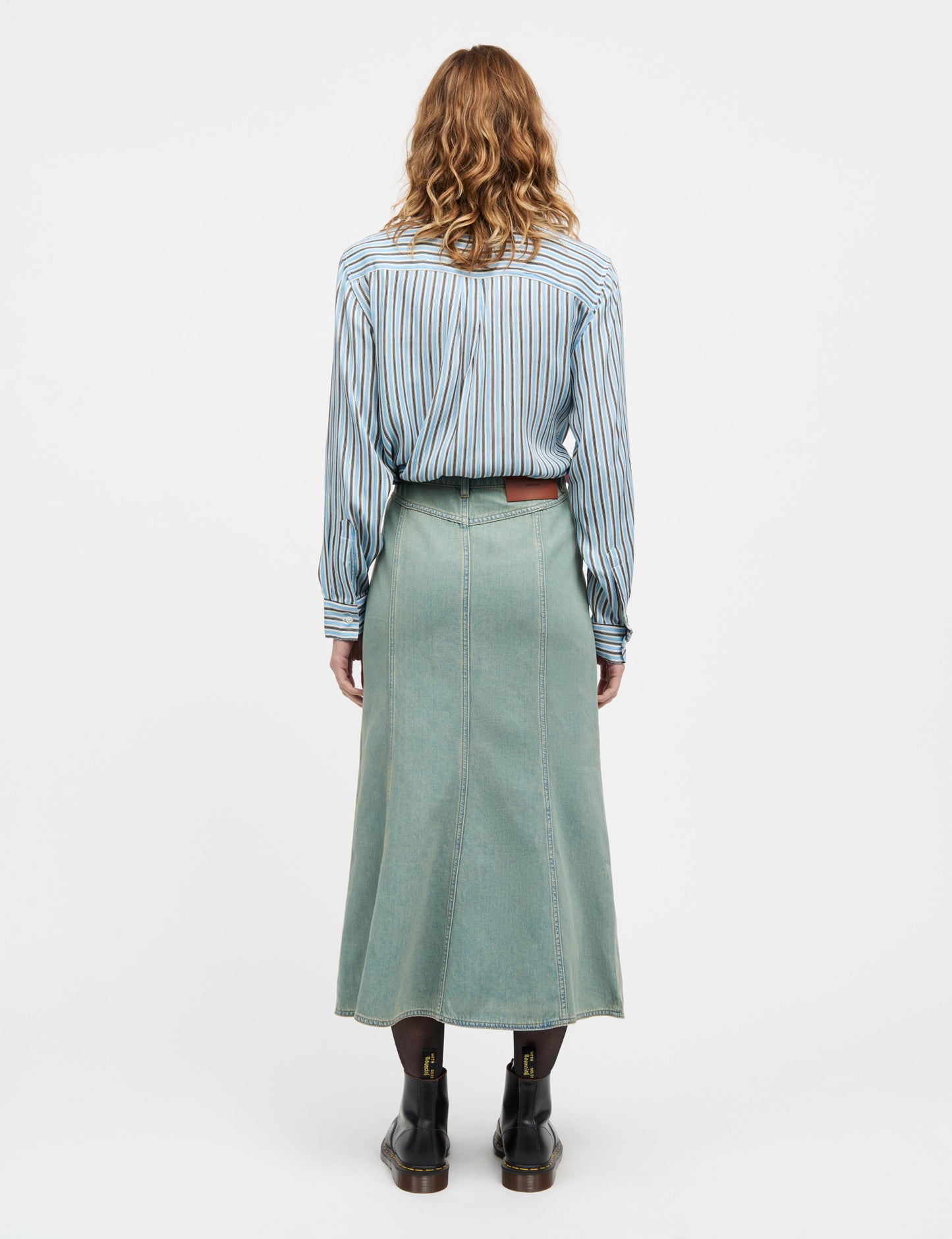 Delicate Twill Crane Shirt AOP, Pinstripe AOP/Malibu Blue