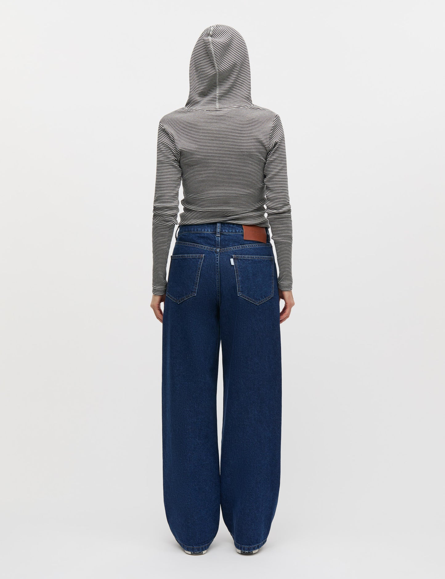 2x2 Cotton Stripe Tilla Hood, Black/Vanilla Ice