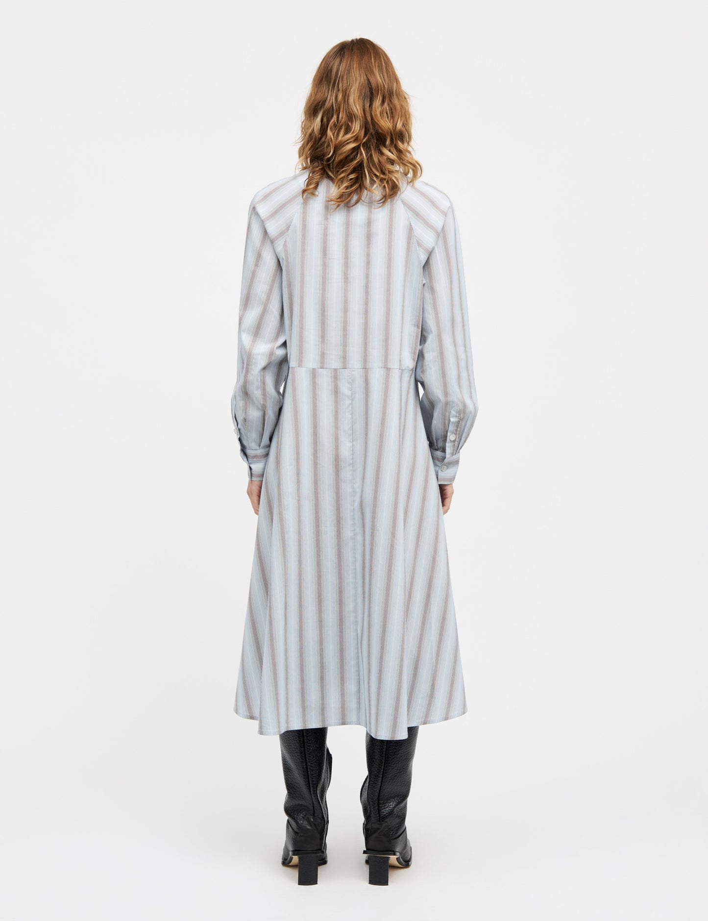 Poplinda Esme Dress, Shadow Pinstripe/Winery