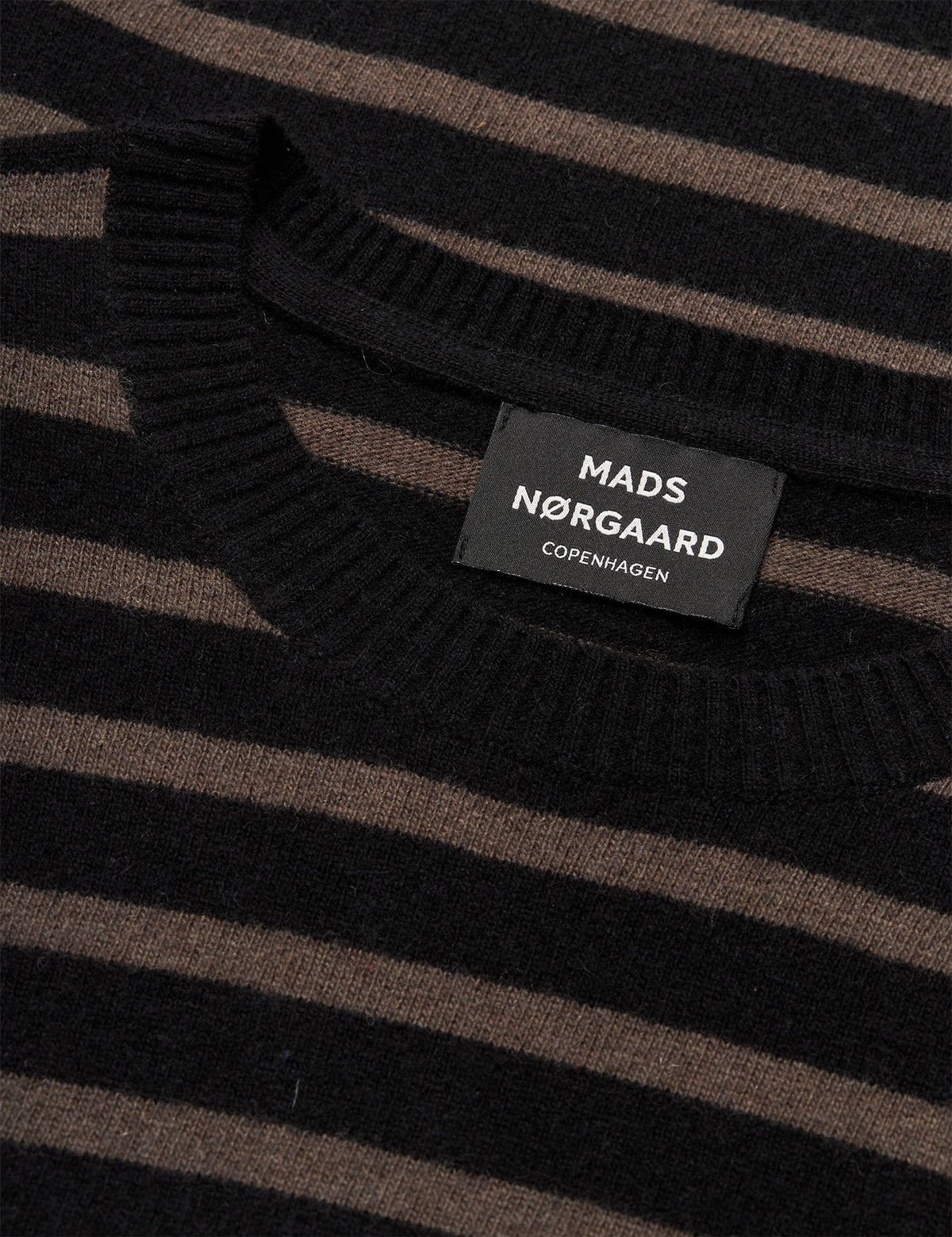Super Wool Karsten Stripe Knit, Black/Turkish Coffee