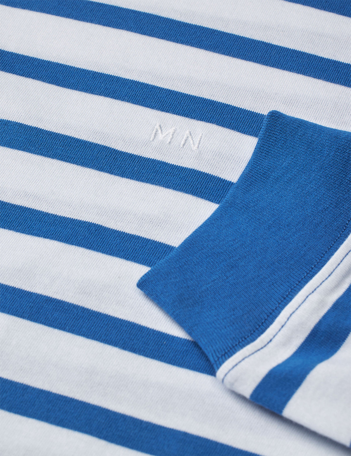 Cotton Jersey Stripe Frode Tee LS, Bright Cobalt/White