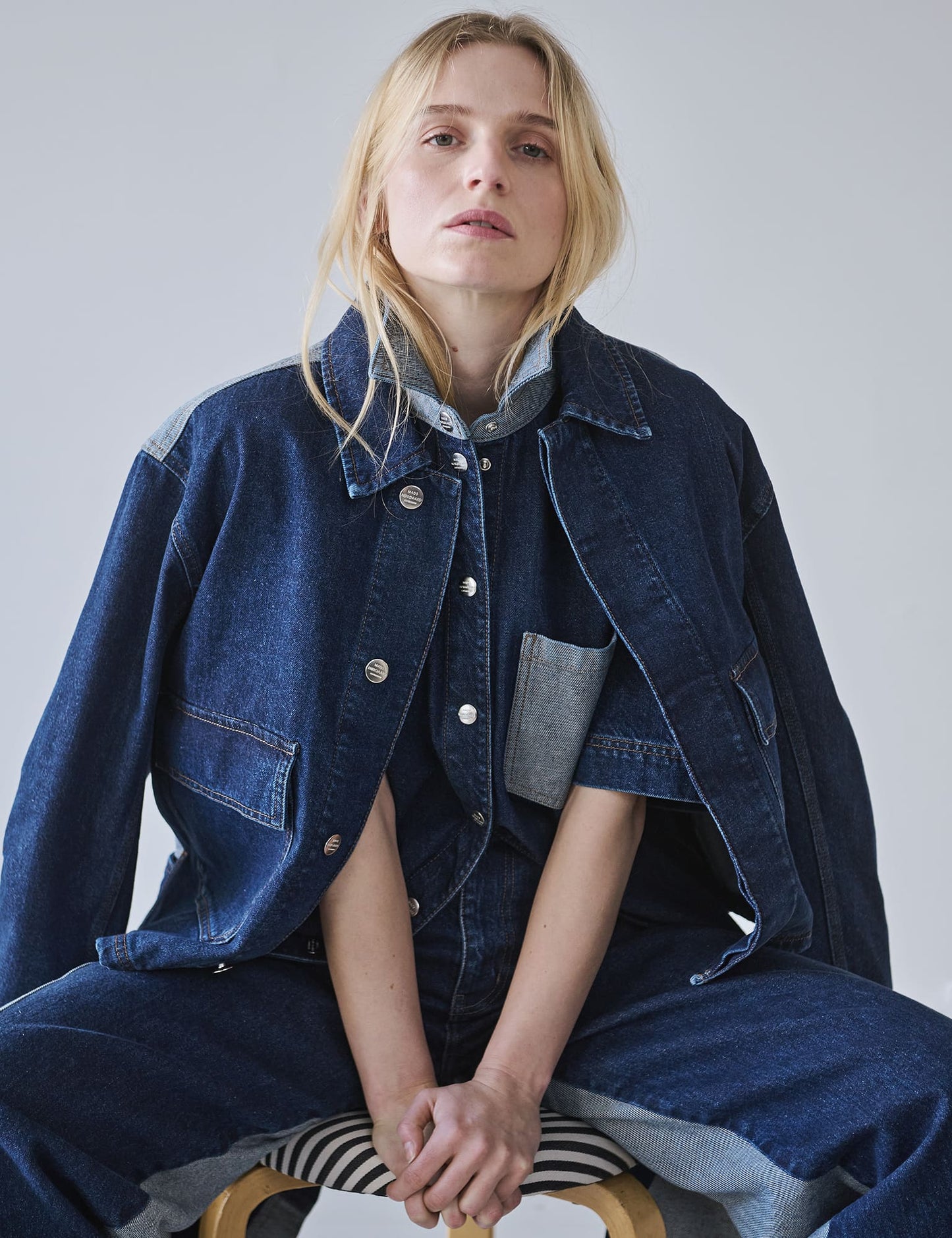 Luke Denim Solar Jacket Block, Mid Blue Denim