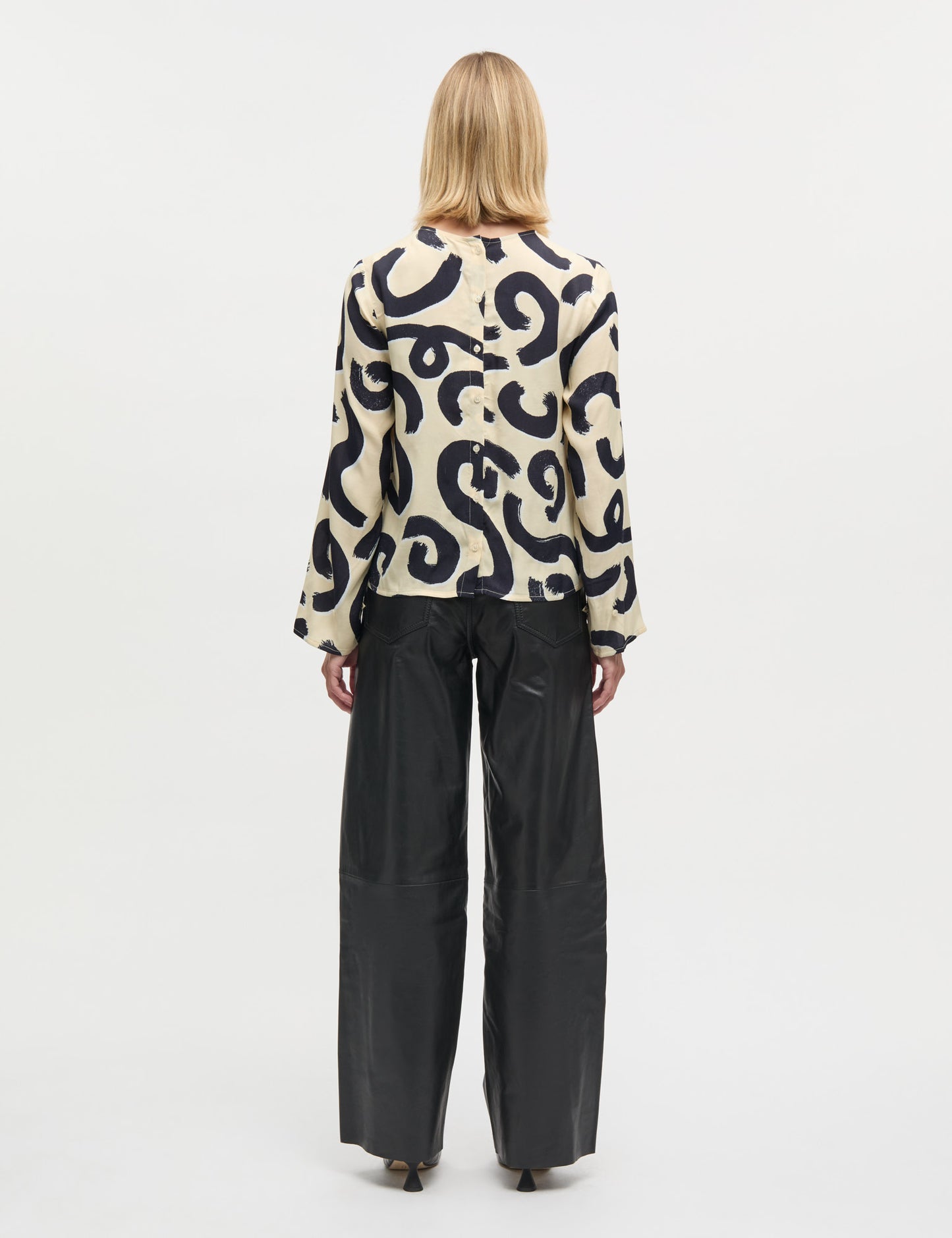 Delicate Twill Flow Top AOP, Swirl AOP/Almond Oil