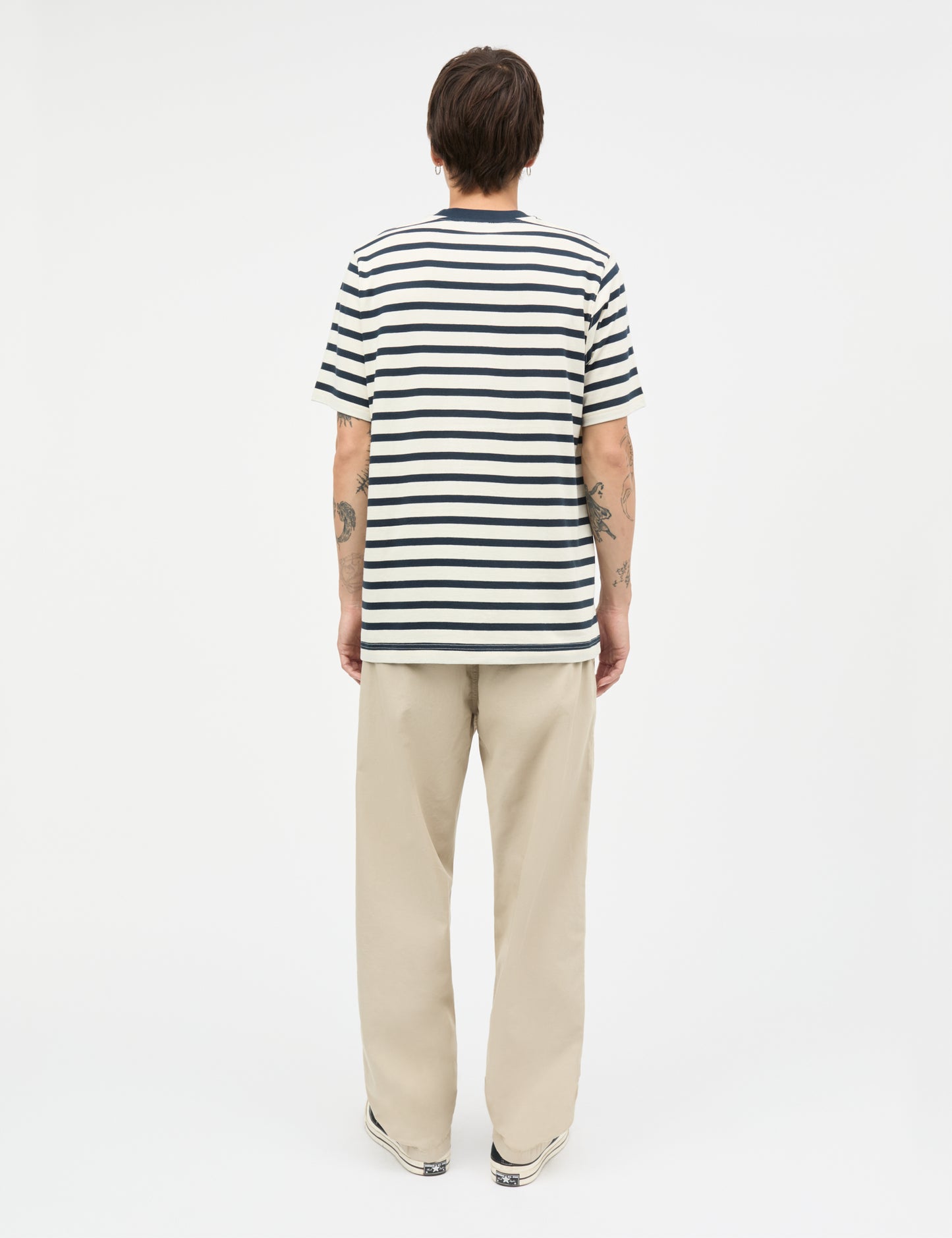 Cotton Jersey Stripe Frode Tee, Vanilla Ice/Sky Captain