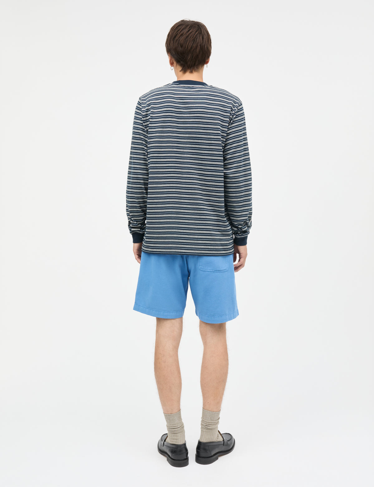 Cotton Jersey Stripe Frode Tee LS, Sky Captain/Vanilla Ice/Cashme