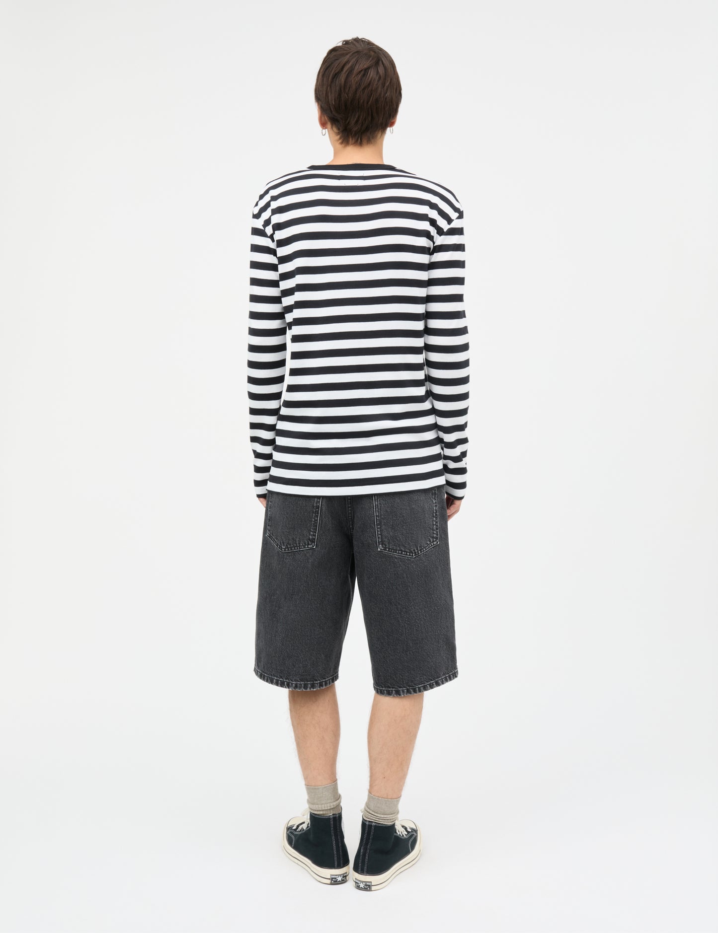 Midi Rib Tobias Tee LS, Black / White