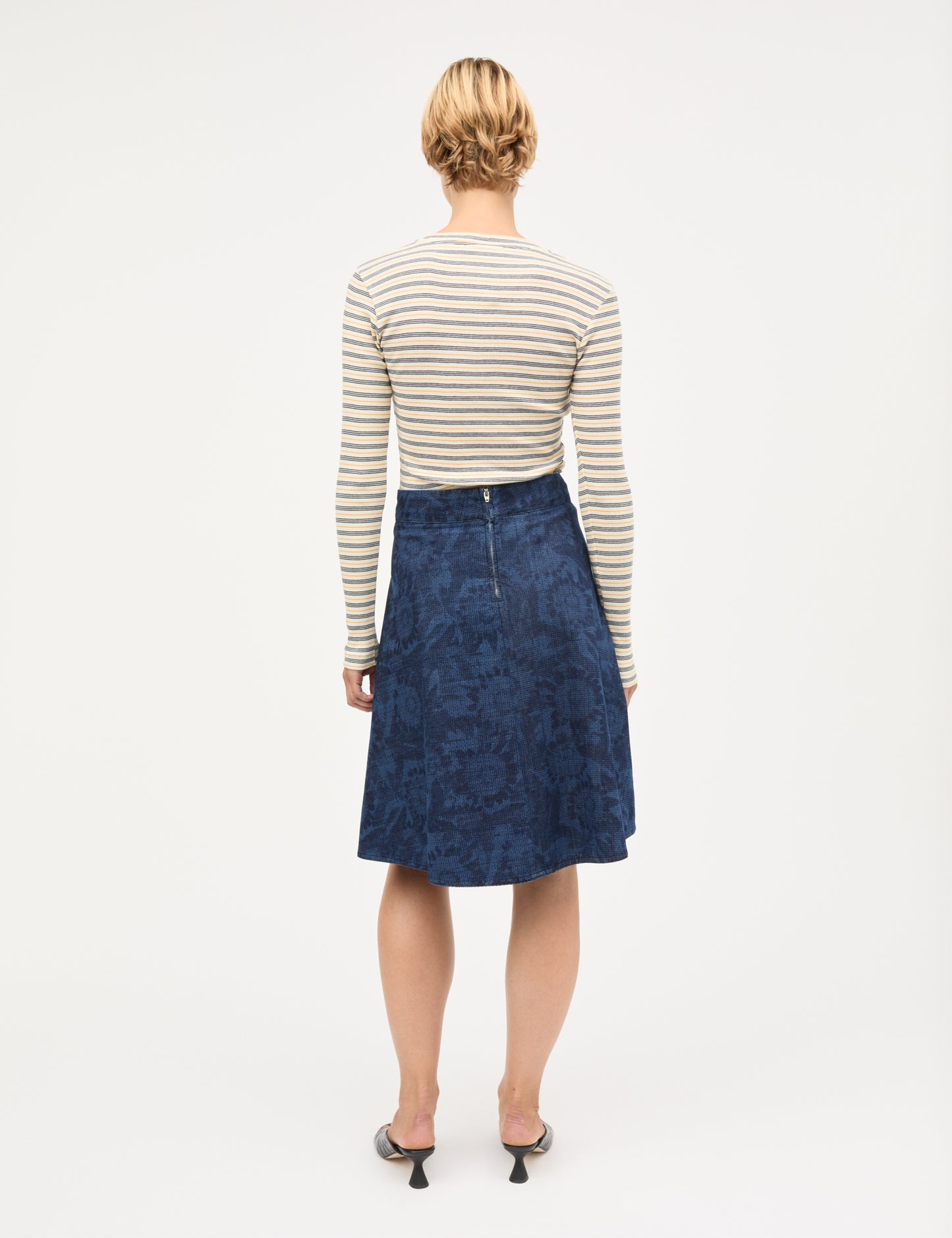 Lazor Denim Stelly Skirt, Sunflower AOP