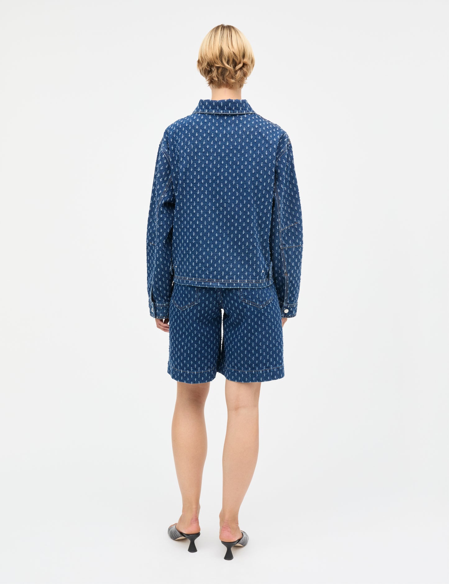 Distres Denim Solar Jacket, Mid Blue Denim
