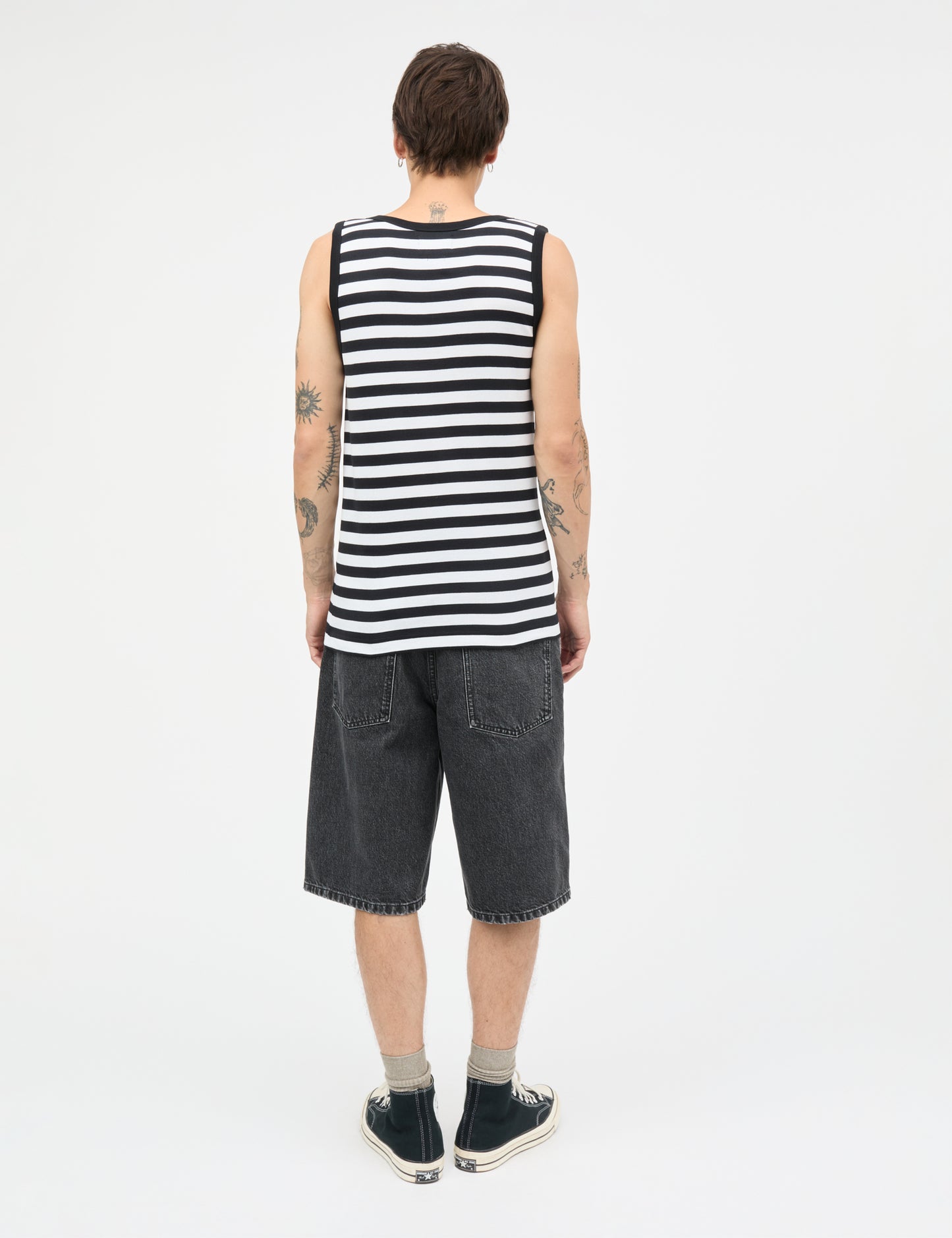 Midi Rib Tank Top, Black / White