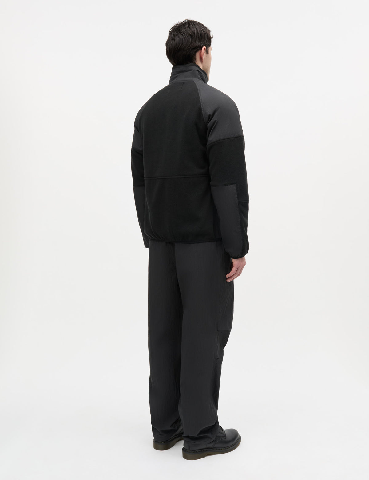 Fleece Contrast Jacket, Black