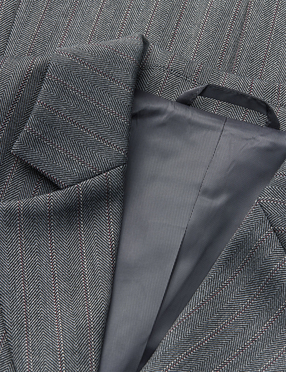 Herringbone Pin Less Blazer, Dark Grey Melange/Winetasting