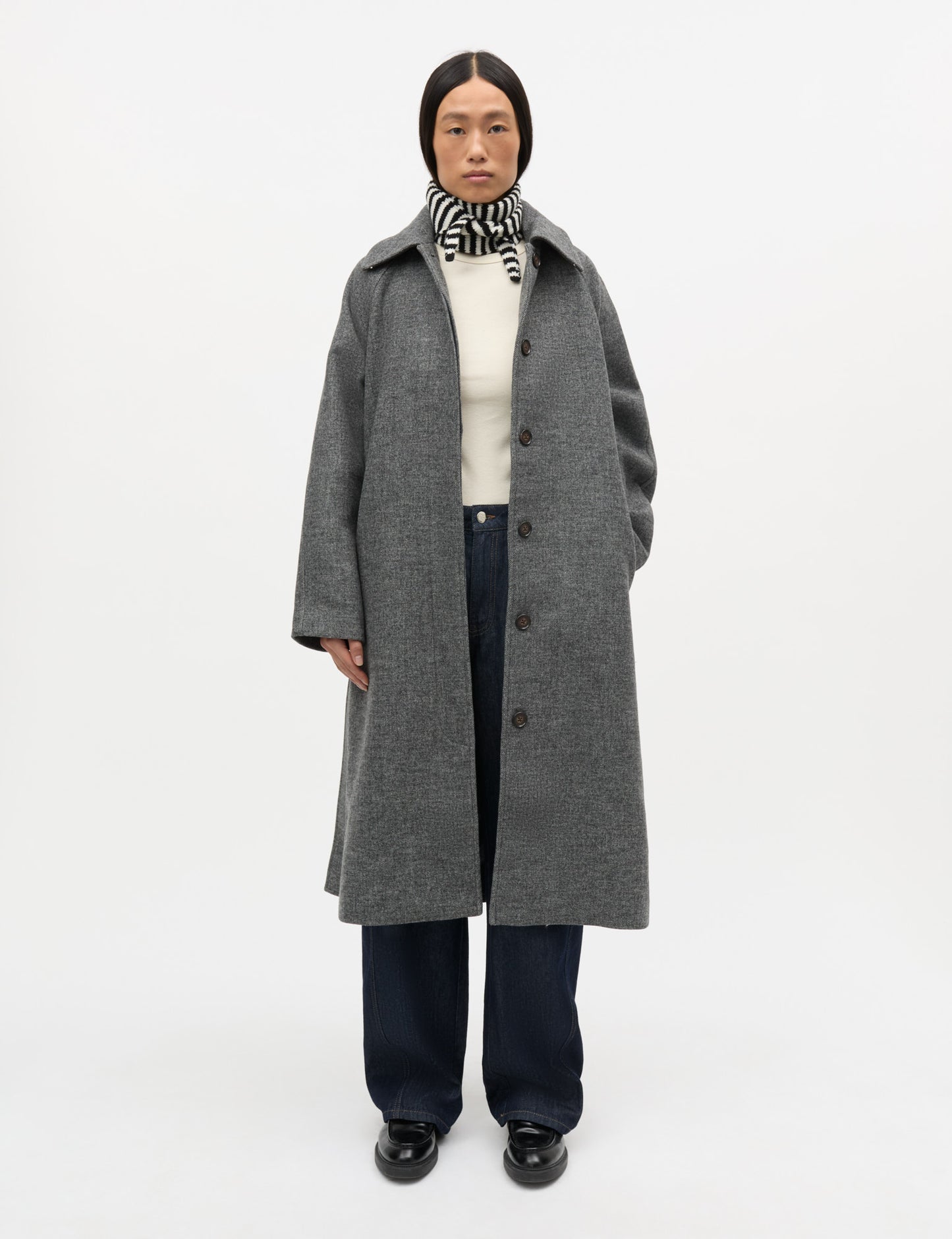 Bond Wool Ingeborg Coat, Dark Grey Melange