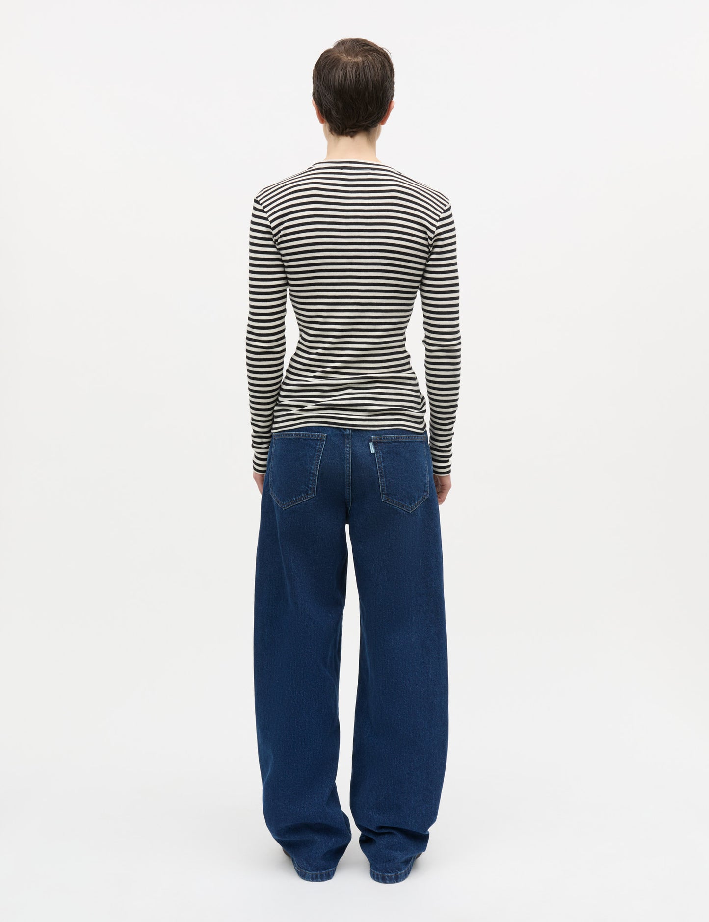 2x2 Cotton Stripe Tuba Tee LS, Black/Vanilla Ice