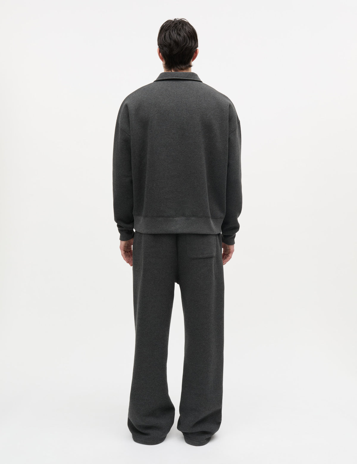 Standard Bram Polo Sweat, Dark Grey Melange