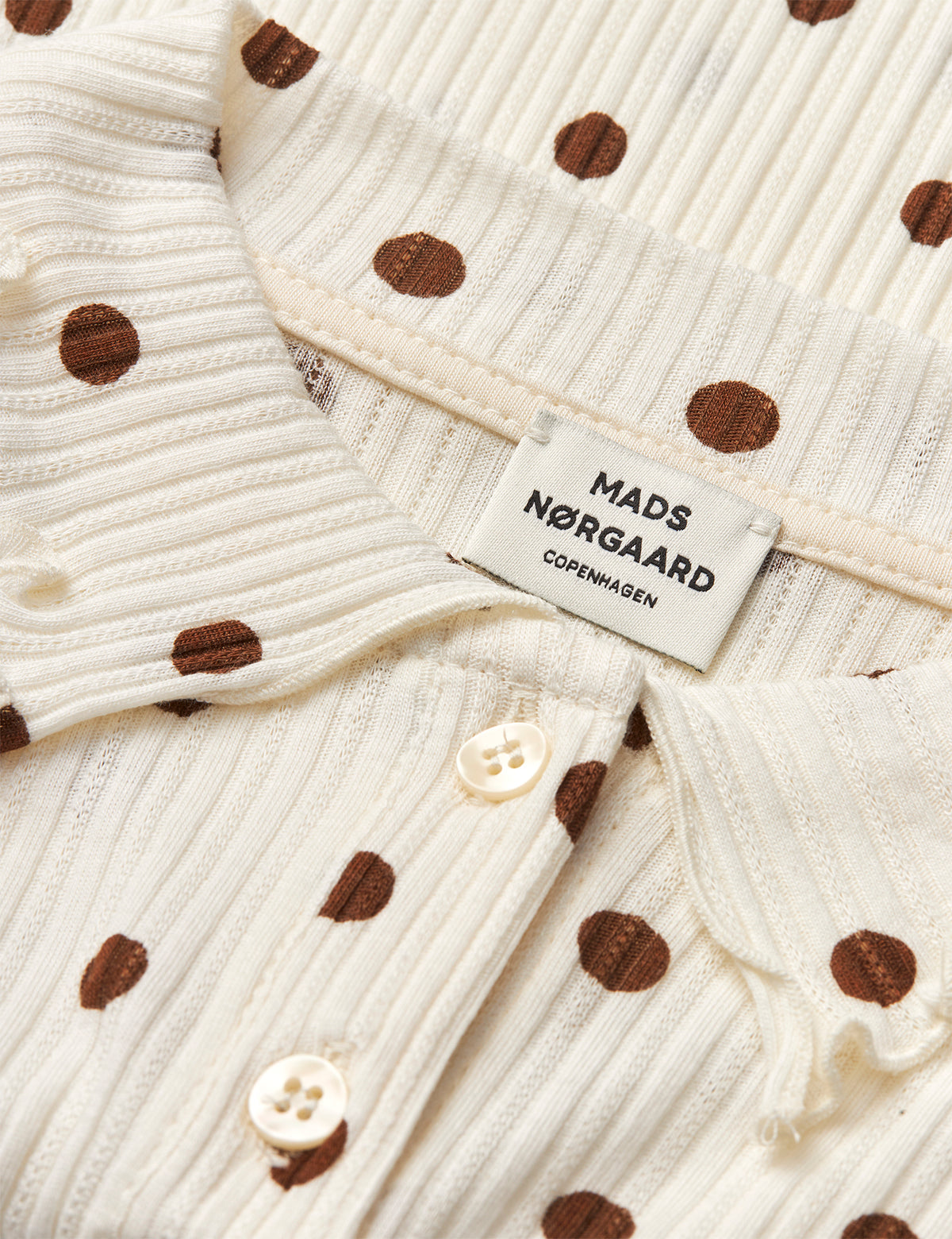 Pointella Lakita Polo Tee L/S AOP, Vanilla Ice/Cocoa