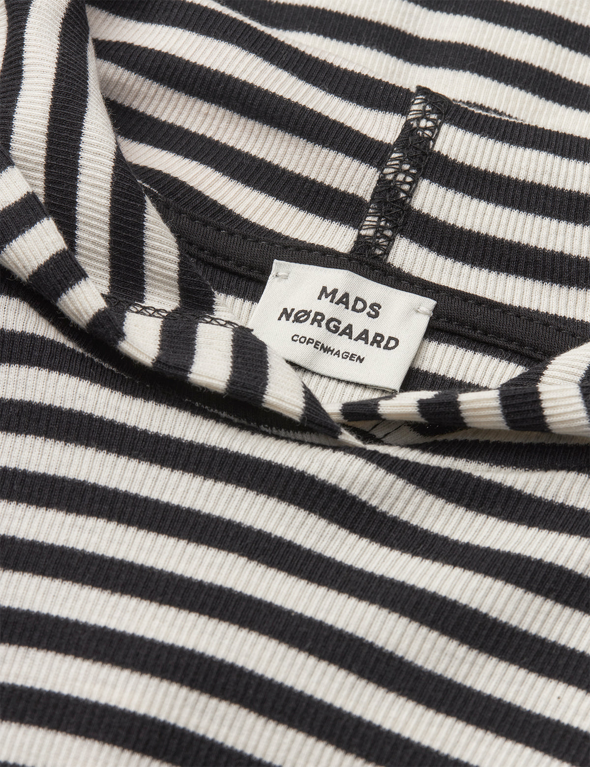 2x2 Cotton Stripe Tally Hoodie, Black/Vanilla Ice
