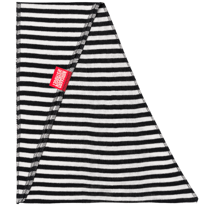 NPS Scarf Triangle Wool, Black/Ecru Stripe