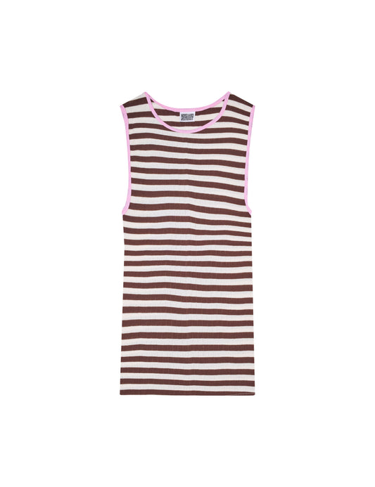 NPS Tank Top Kontrast, Brown/Ecru/L.Pink