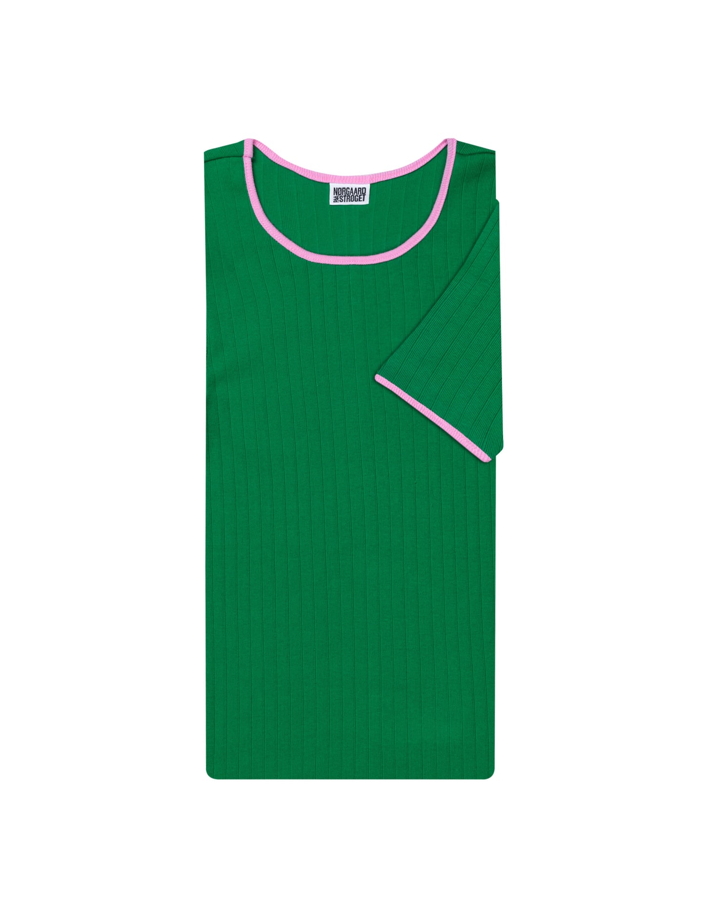 101 Short Sleeve Kontrast, Green/Light Pink
