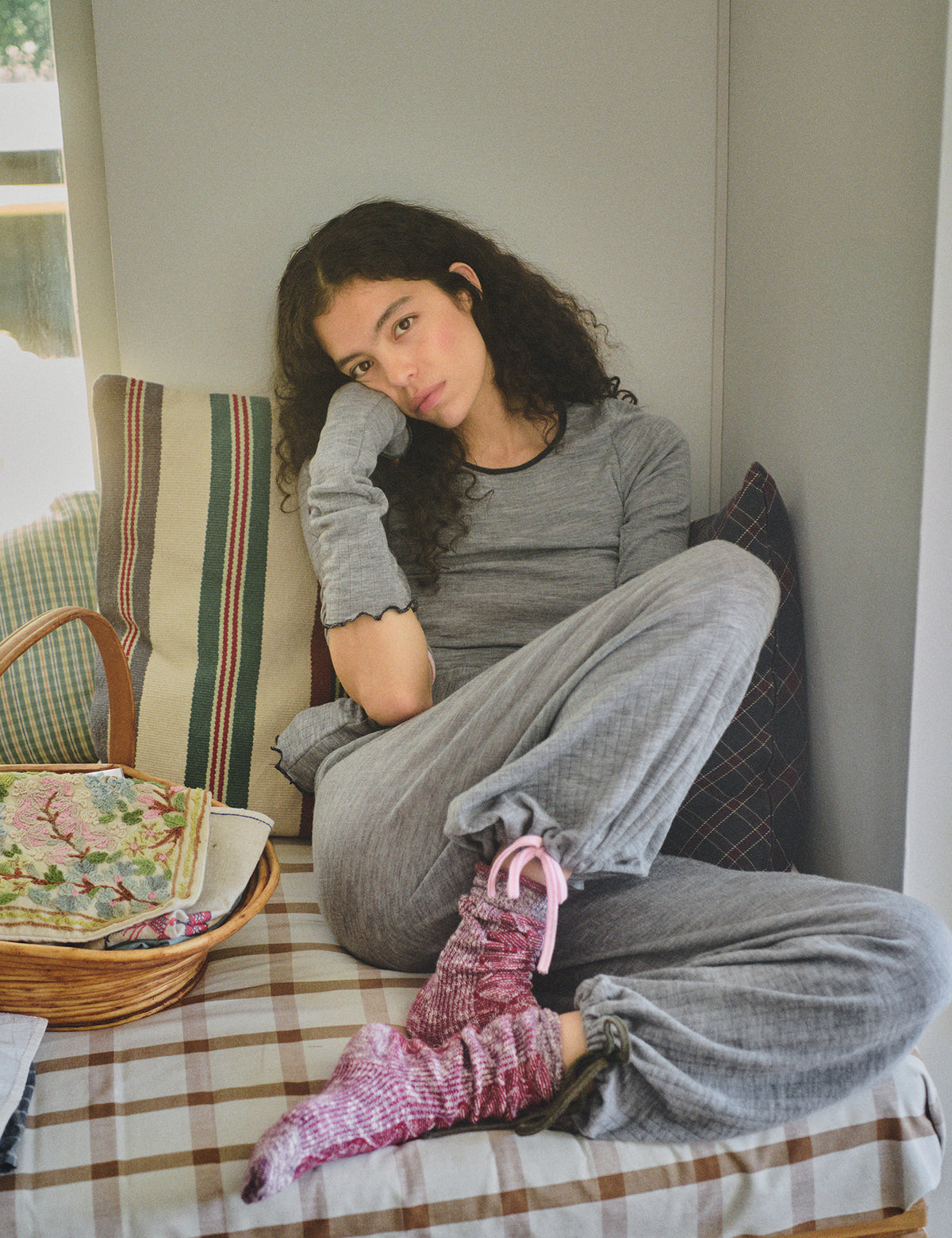 ELLE Nova Pants S Wool, Light Grey Melange