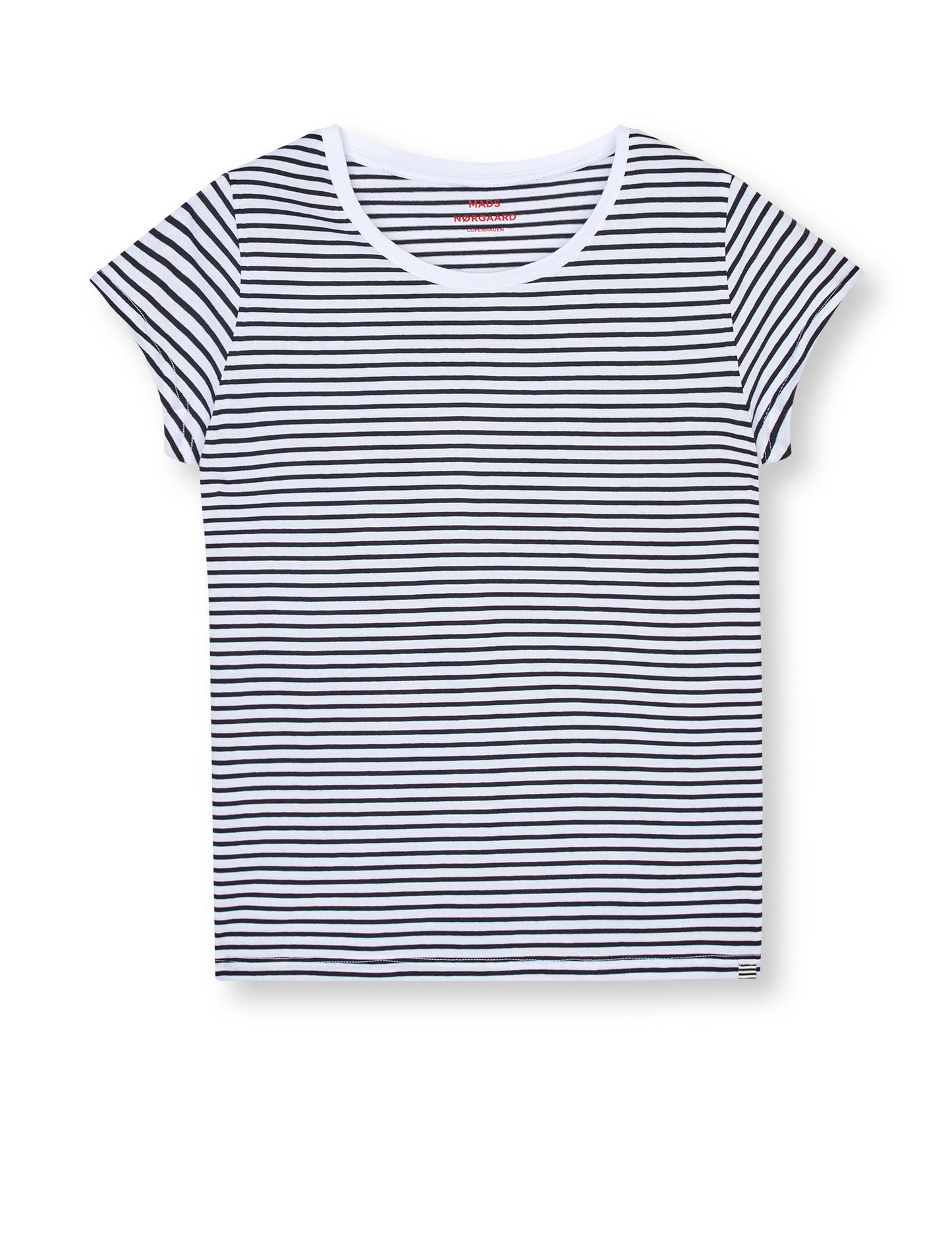 Organic Jersey Stripe Teasy Tee FAV, White/Black