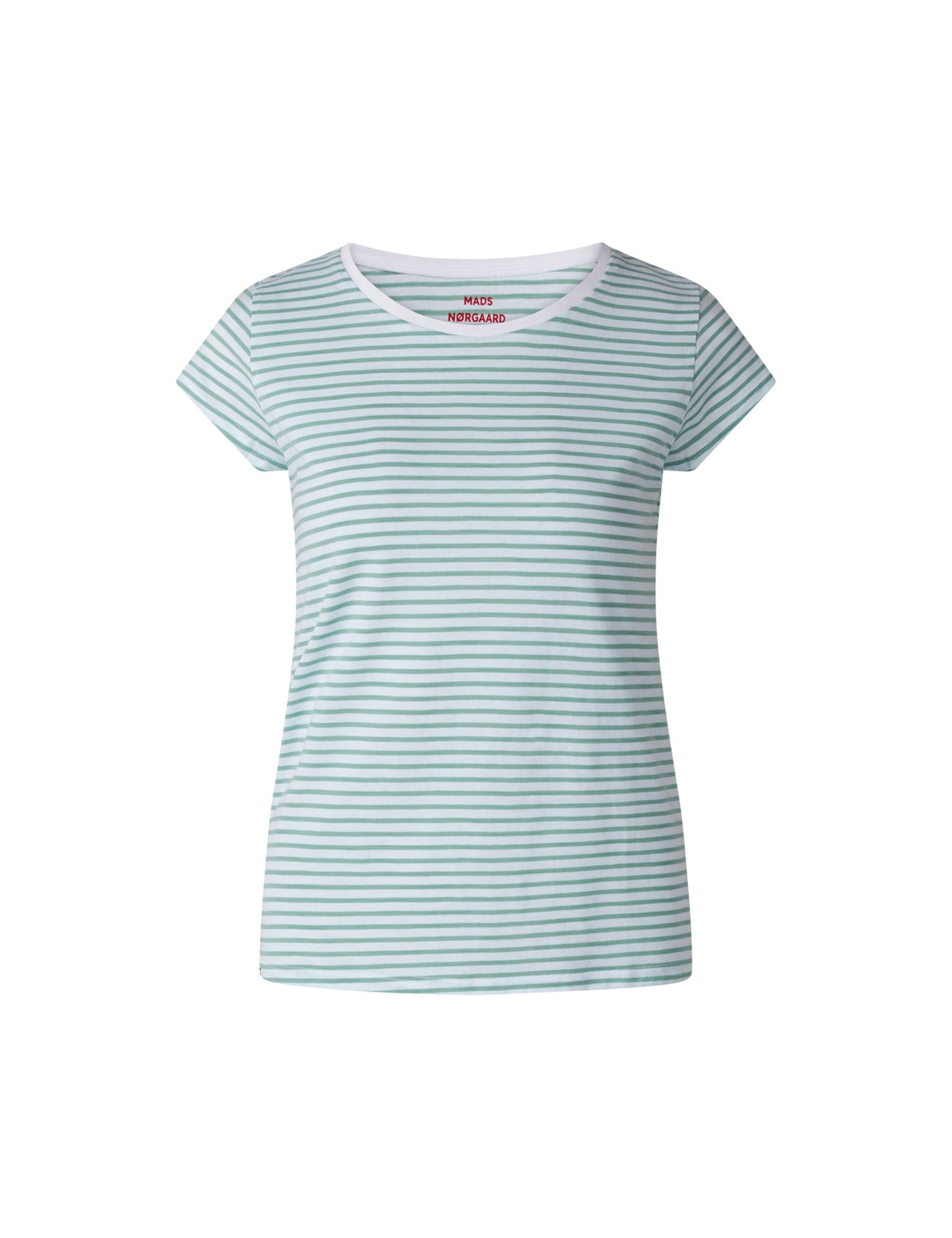 Organic Jersey Stripe Teasy Tee FAV, Créme de Menthe/Brilliant Whit