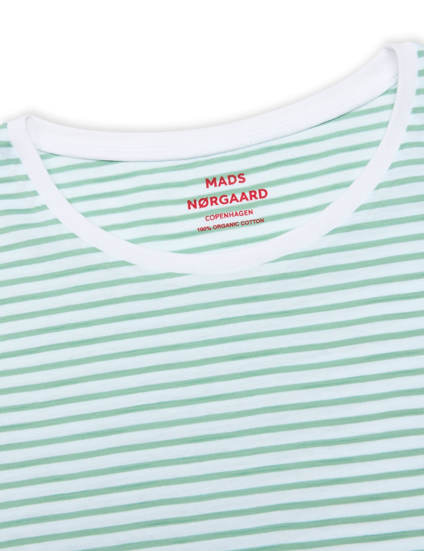 Organic Jersey Stripe Teasy Tee FAV, Créme de Menthe/Brilliant Whit