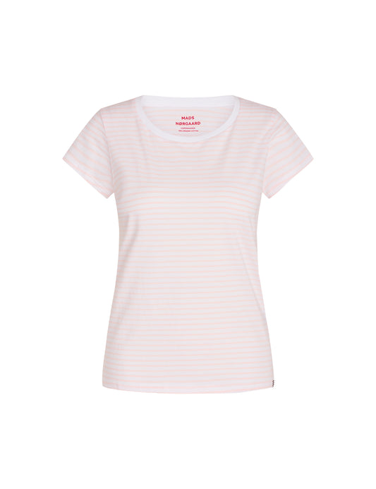 Fine Jersey Stripe Teasy Tee FAV, Blushing Bride/Briliant White