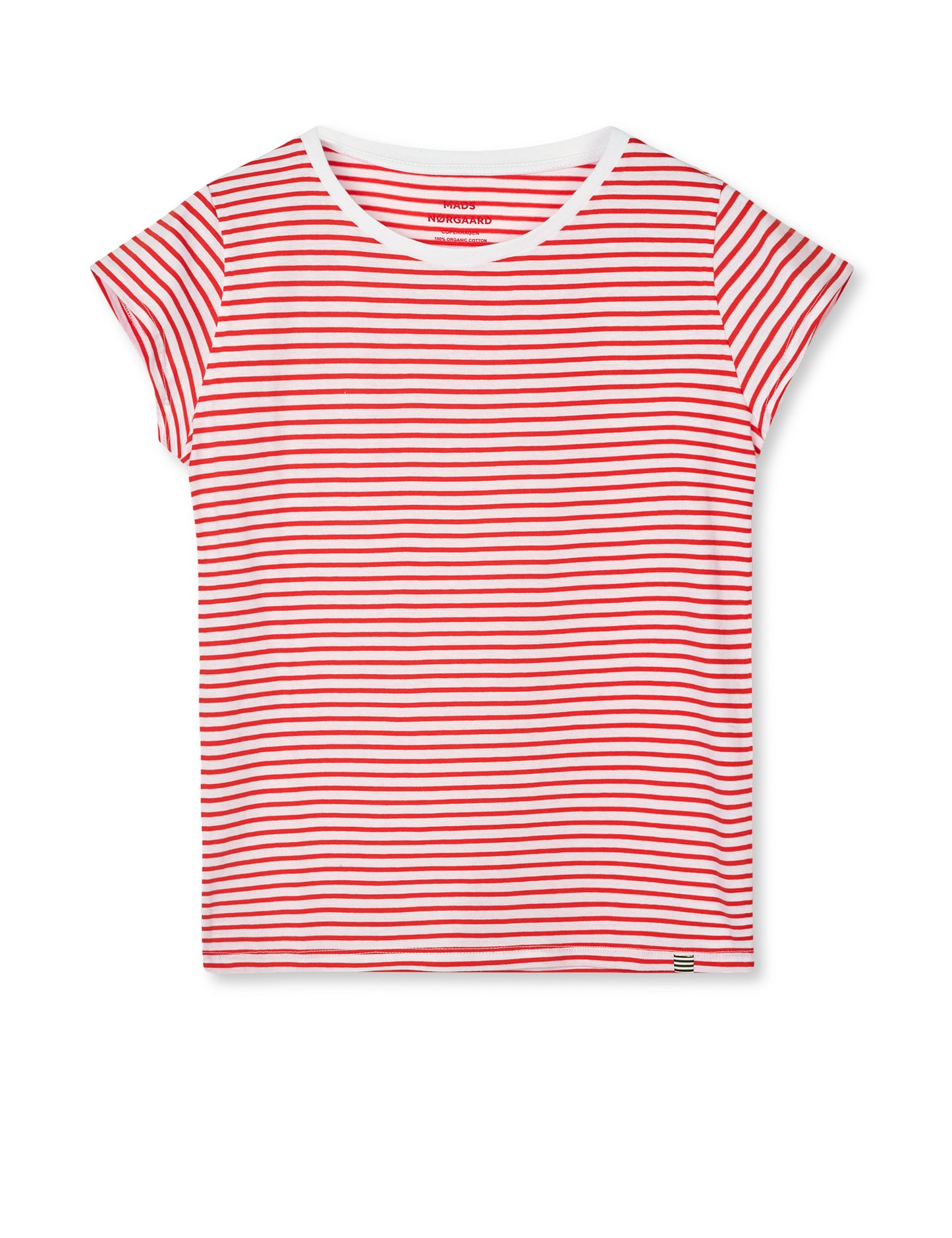 Organic Jersey Stripe Teasy Tee FAV, Fiery Red/Brilliant White