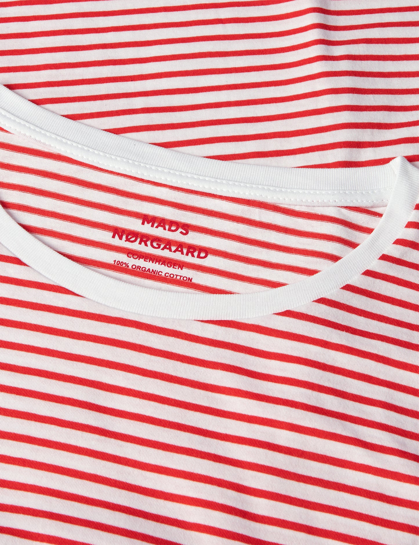 Organic Jersey Stripe Teasy Tee FAV, Fiery Red/Brilliant White