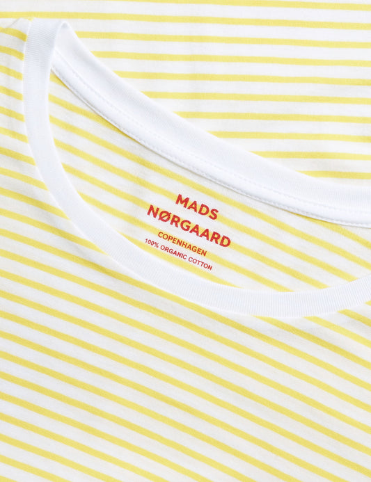 Fine Jersey Stripe Teasy Tee FAV, Brilliant White/Lemon Zest