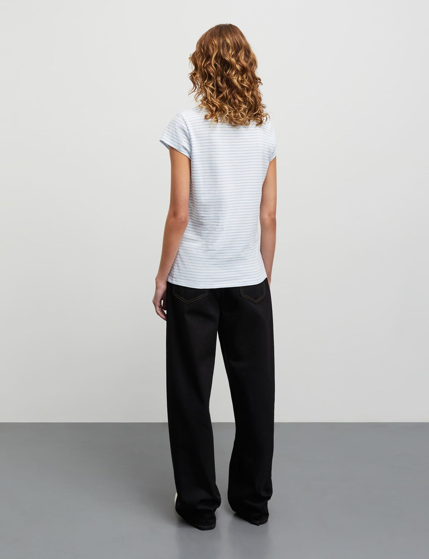 Organic Jersey Stripe Teasy Tee FAV, Cashmere Blue/Brilliant White