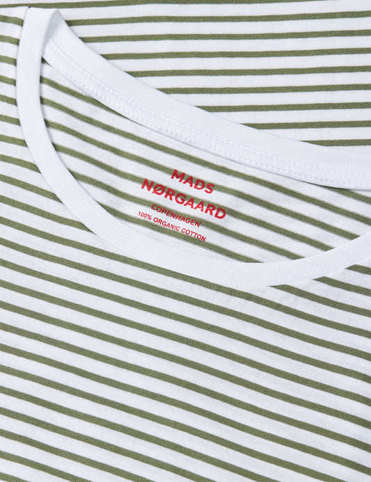 Fine Jersey Stripe Teasy Tee FAV, Four Leaf Clover/Brilliant Whi