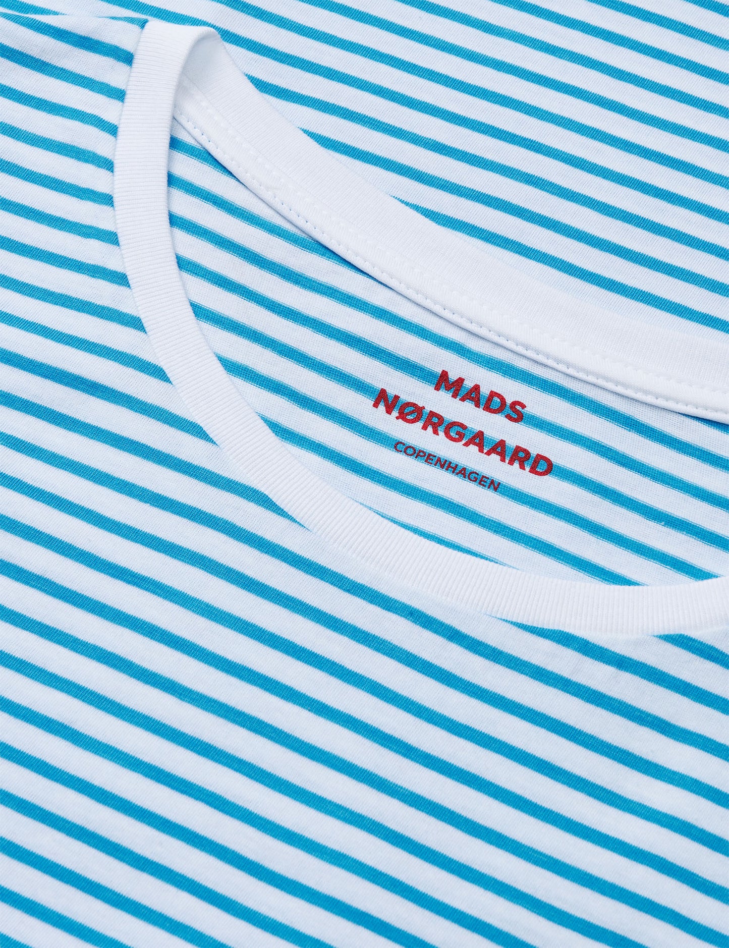 Fine Jersey Stripe Teasy Tee FAV, Brilliant White/Malibu