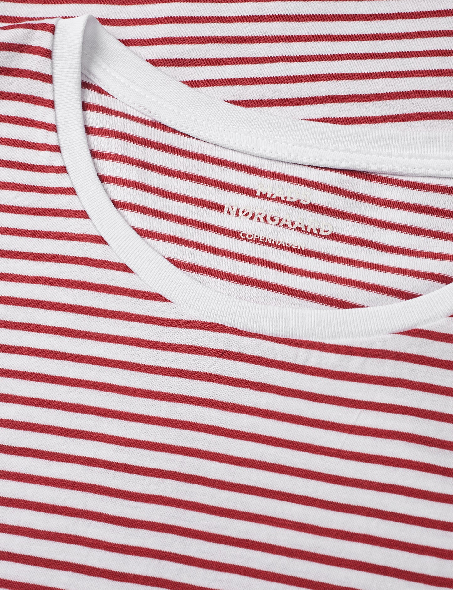 Fine Jersey Stripe Teasy Tee FAV, Brilliant White/Winery