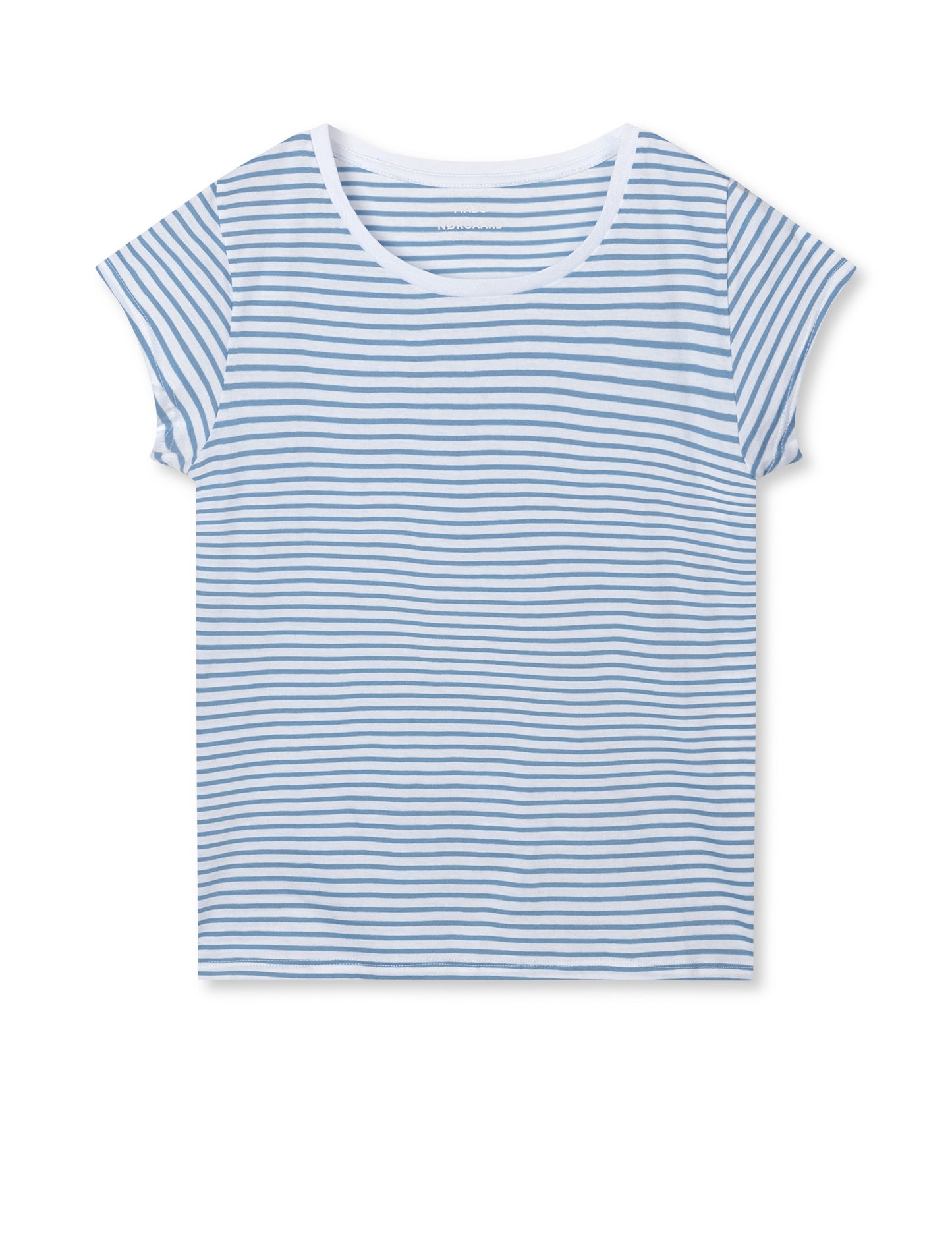 Fine Jersey Stripe Teasy Tee FAV, Brilliant White/Faded Denim