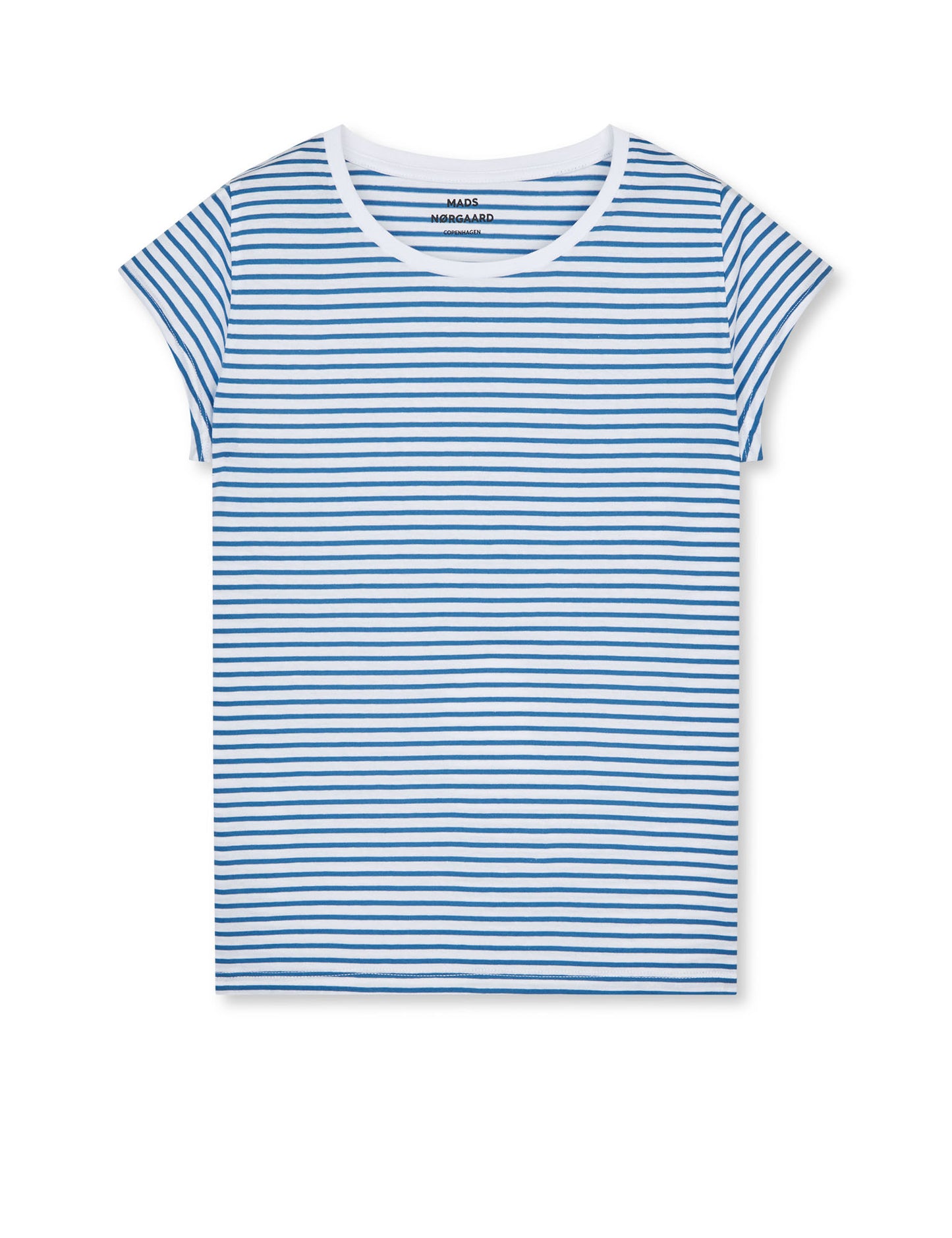 Fine Jersey Stripe Teasy Tee FAV, Brilliant White/Bright Cobalt