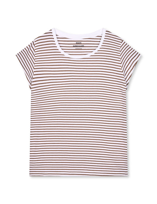 Fine Jersey Stripe Teasy Tee FAV, Brilliant White/Tarmac