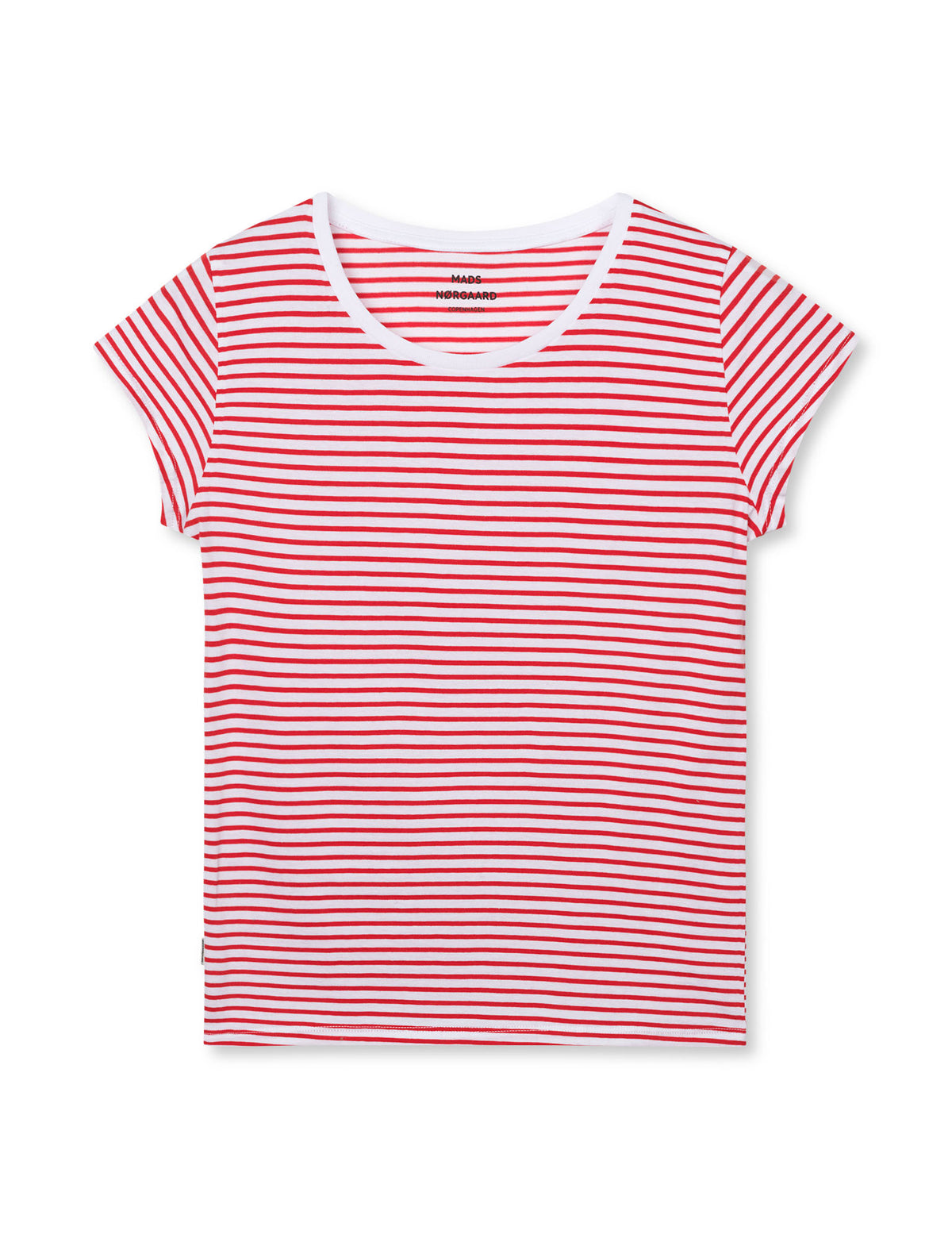Fine Jersey Stripe Teasy Tee FAV, Goji Berry/Brilliant White