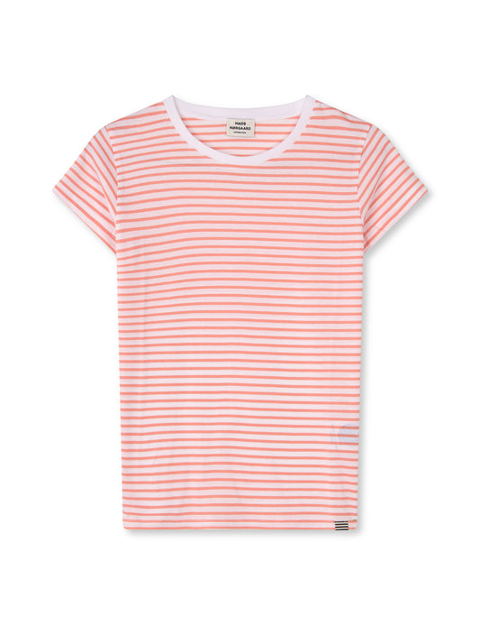 Organic Jersey Stripe Tuvina Tee FAV, Brilliant White/Shell Pink