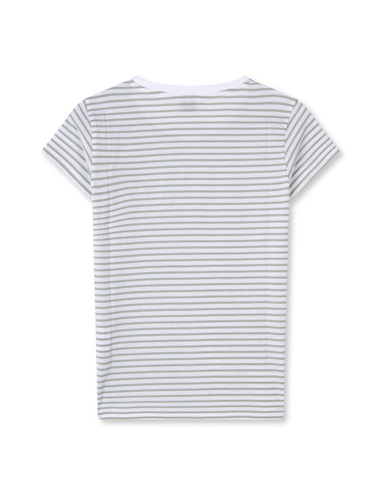 Organic Jersey Stripe Tuvina Tee FAV, Brilliant White/Jadeite